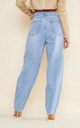 Pantalon en jean délavé taille haute ample droit sarouel pantalon baggy pantalon Street Radish